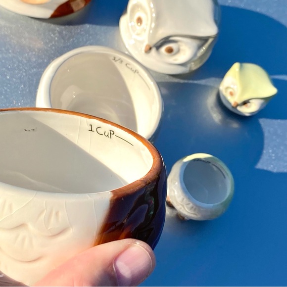 Owl Nesting Doll Measuring Cups Ceramic 1 Cup, 1/2 Cup, Tbsp - Picture 3 of 6